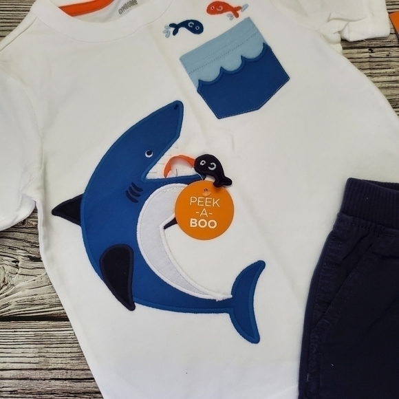Embroidered Shark T-Shirt, Pirate Octopus, and Pirate Ship T-Shirts & Shorts 3T - Picture 4 of 10